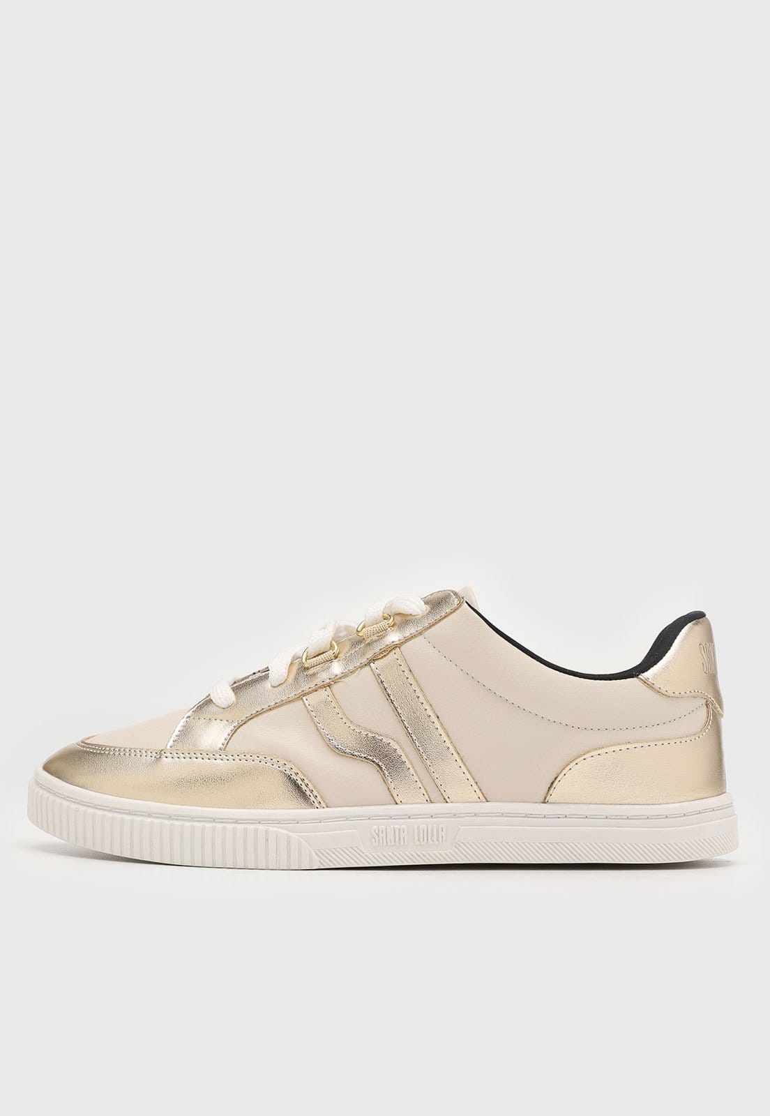 Vista principal Tênis Feminino Santa Lolla Detalhe Metalizado Off-White Santa Lolla off-white white