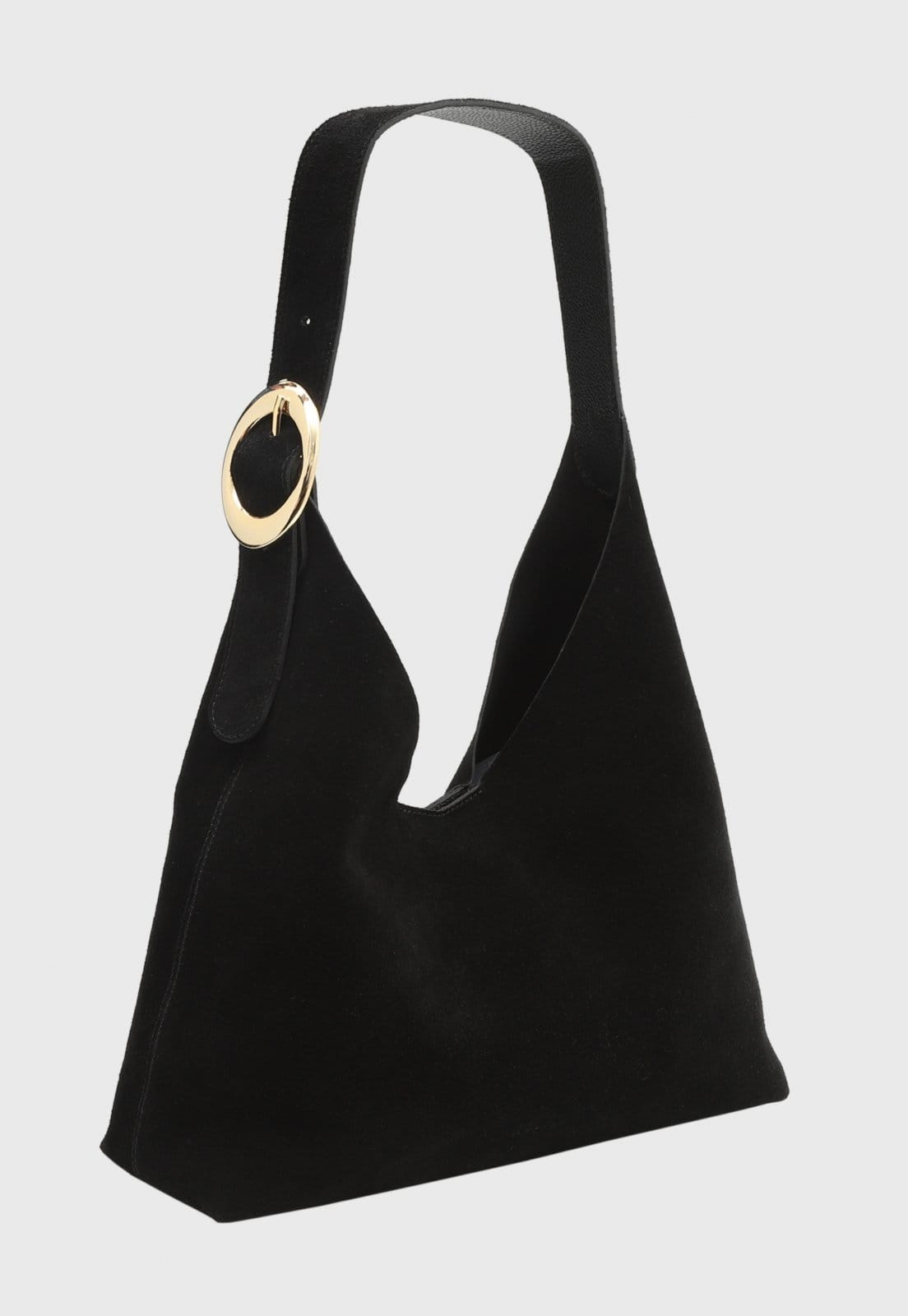 Vista principal Bolsa Shoulder Hobo Couro Mariart Cajuzinho Preta Mariart preto