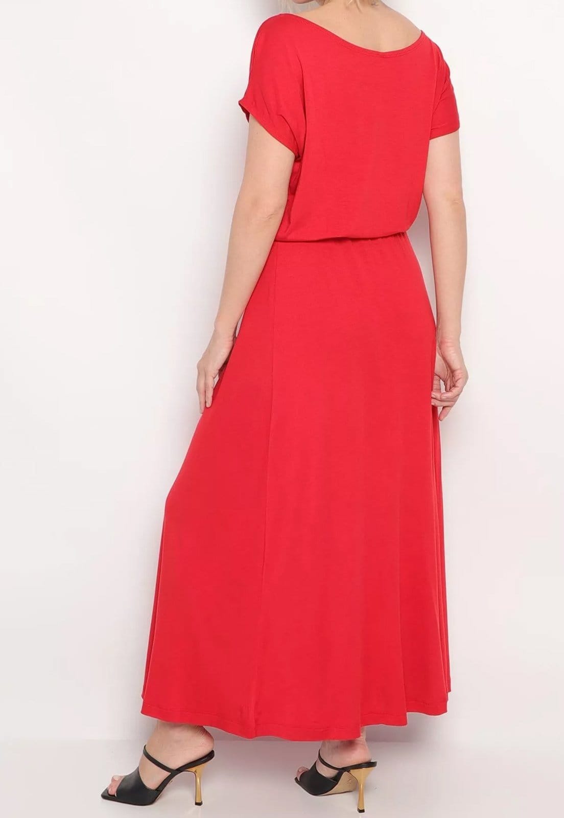 Vista 2 Vestido Viscolycra Longo Maria Paes vermelho