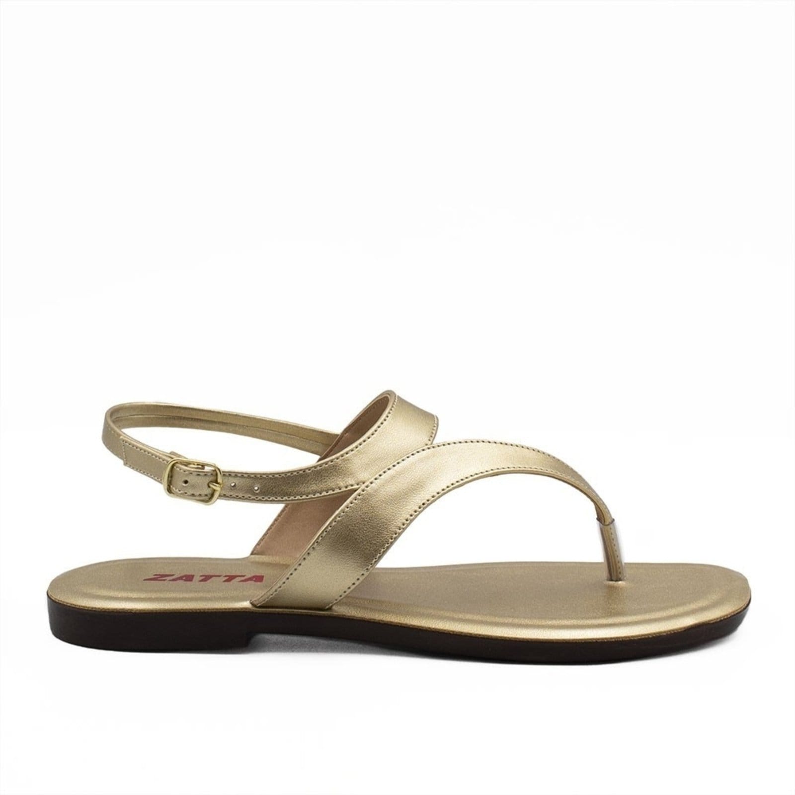 Sandália Rasteira Feminina Zatta De Dedo Renata Dourada