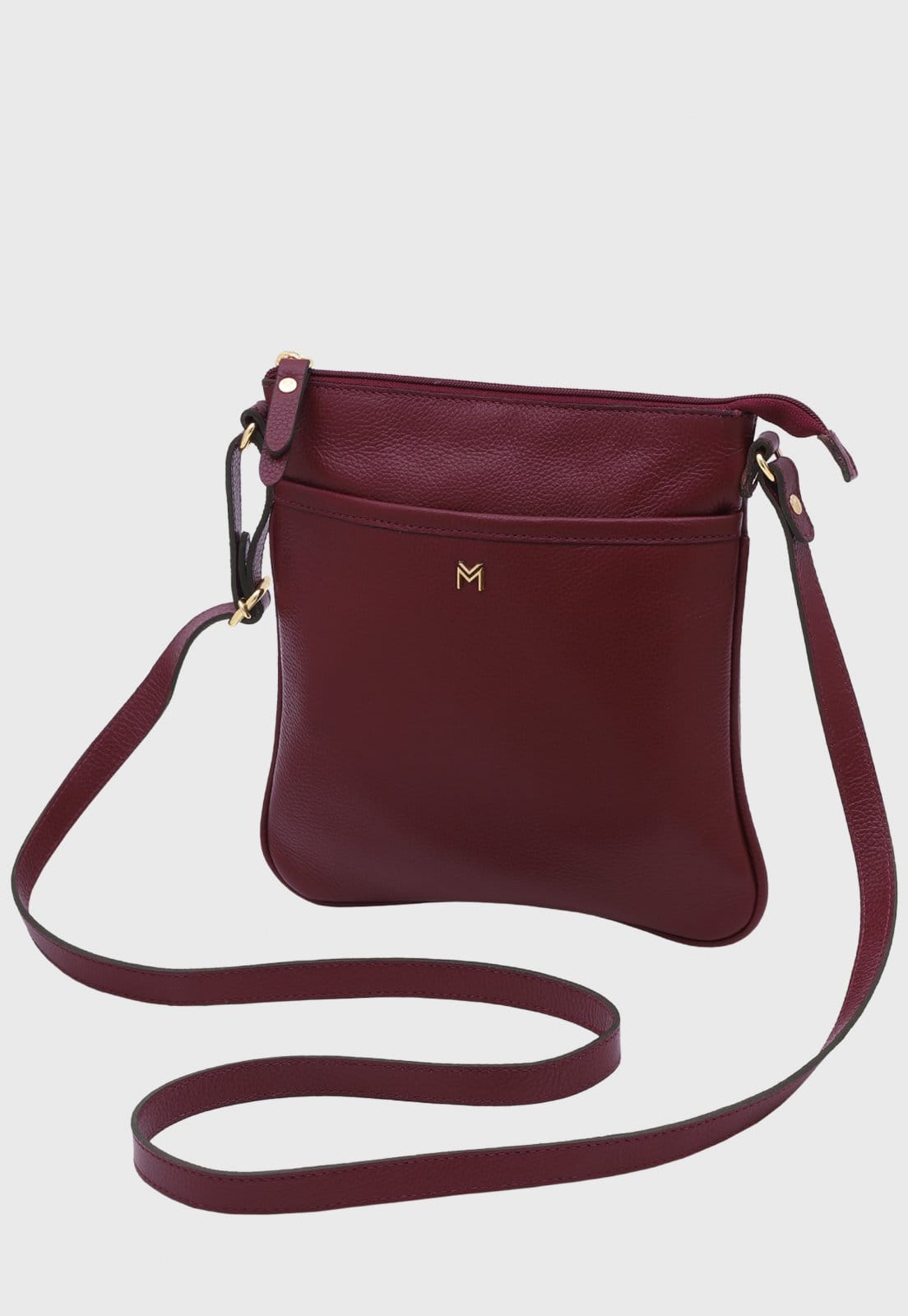 Vista principal Bolsa Transversal Couro Mariart Cupuaçu Rubi Mariart bordô