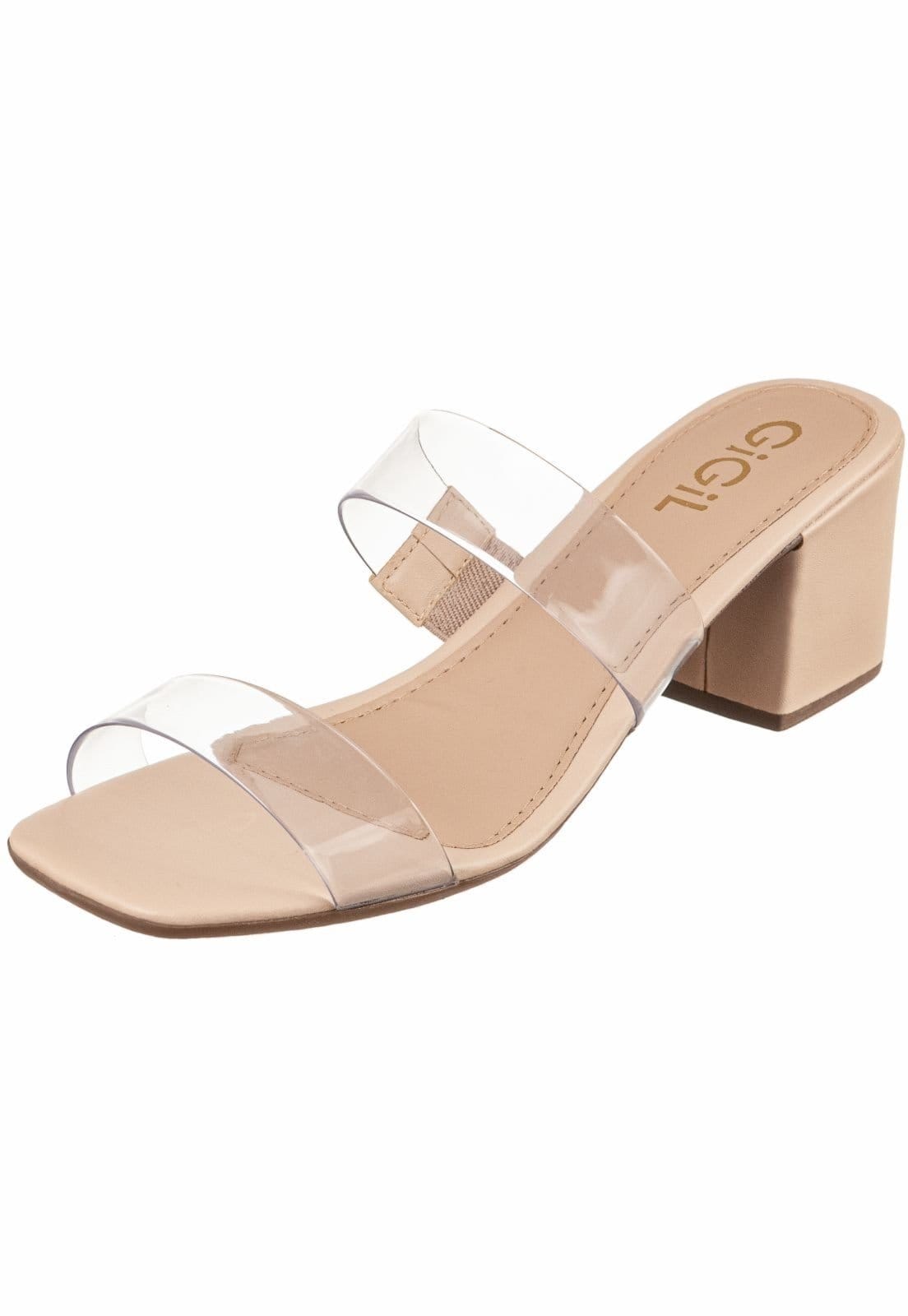 Tamanco Vinil Salto Grosso Gigil Amarração Amêndoa