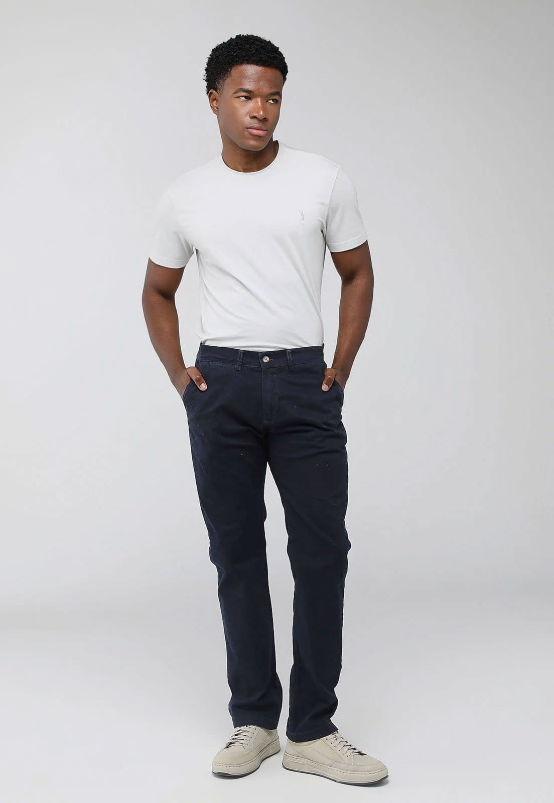 Vista 2 Calça Sarja Aleatory Slim Bolso-Faca Azul-Marinho Aleatory preto azul