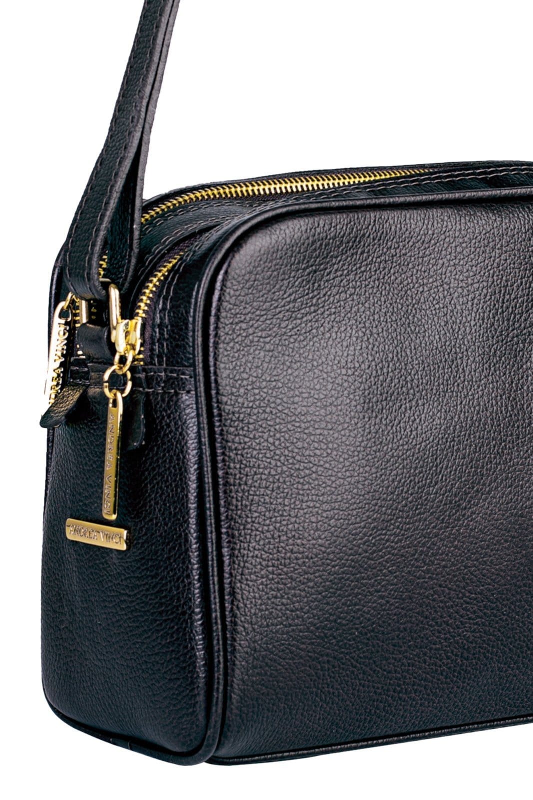 Vista 2 Bolsa Andrea Vinci Quadrada De Couro Liso Daiana Andrea Vinci preto