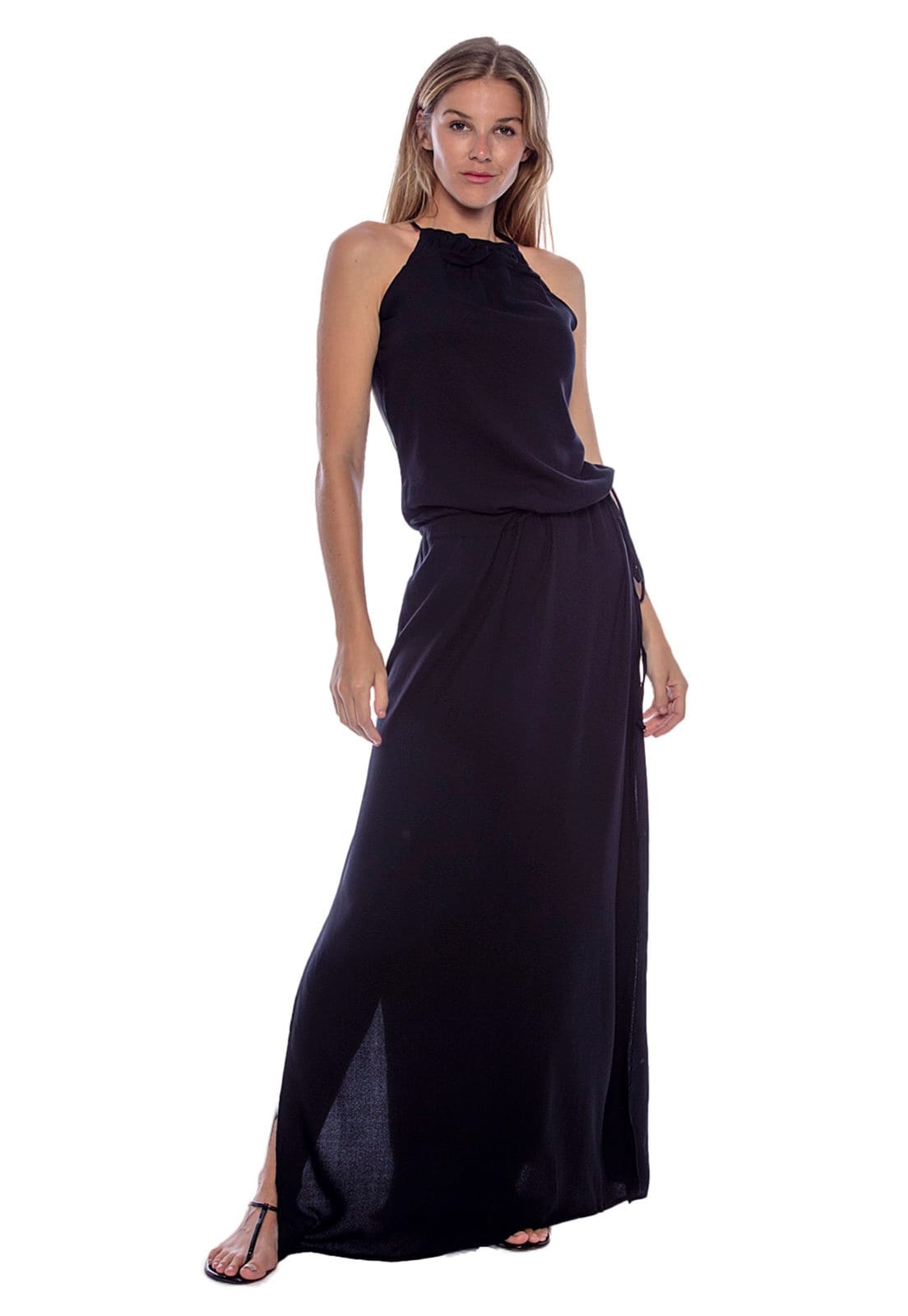 Vista 2 Vestido Longo Plano Amarração Amazonia Vital Amazonia Vital preto