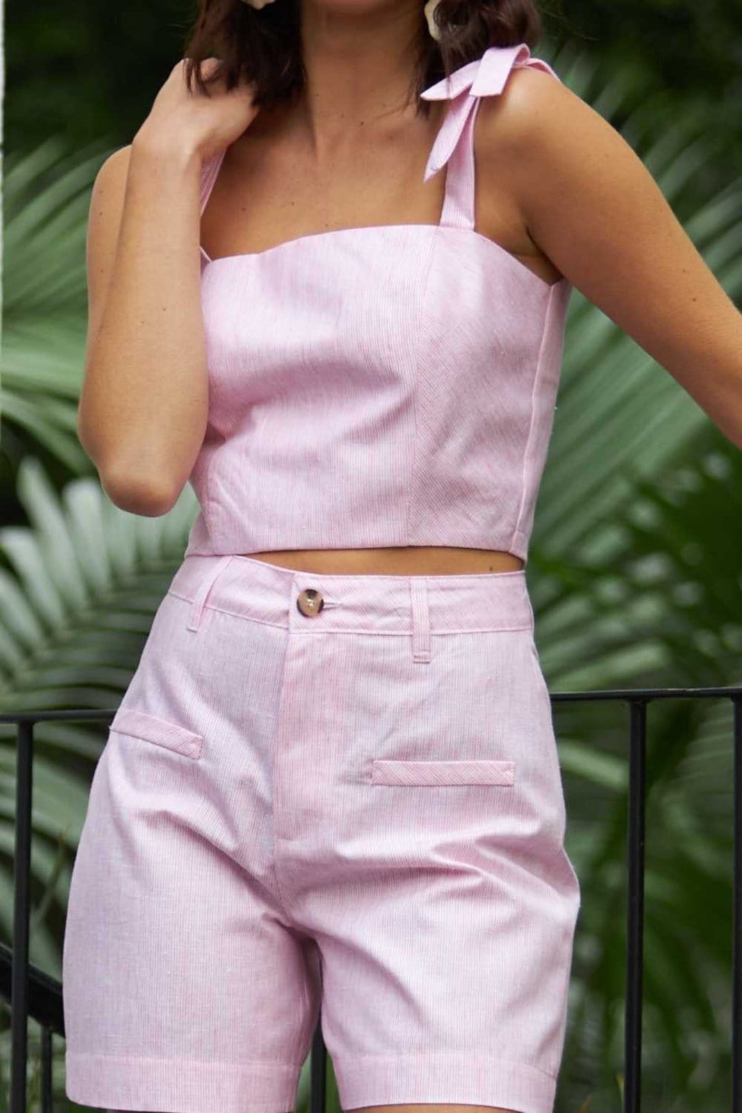 Vista 2 Bermuda Vanibele Listrada Rosa Vanibele listrado/rosa rosa