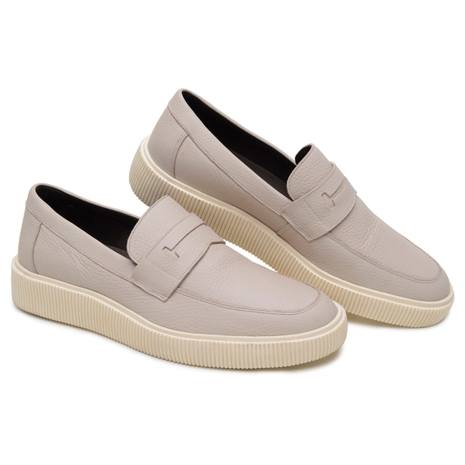 Sapato Mocassim Masculino Anna Andrade Casual Em Couro Slip On Oxford Elegante Marfim