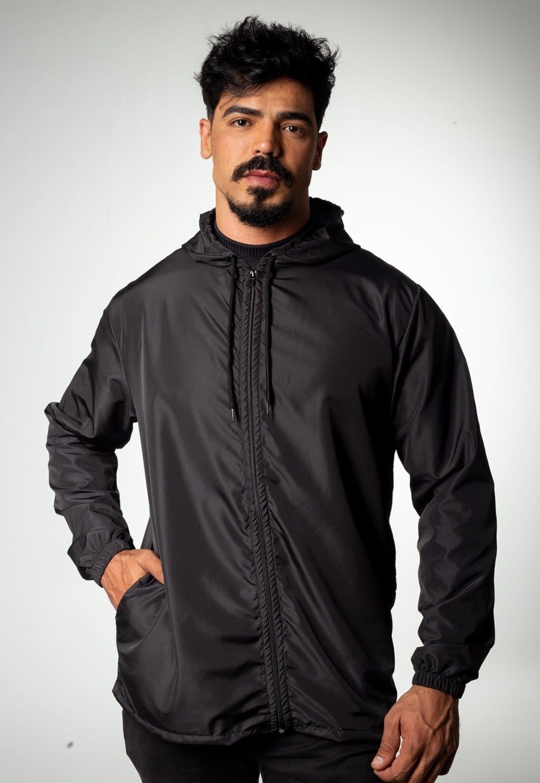 Vista 2 Jaqueta Corta Vento Preta Masculina Corrida Dulk preto