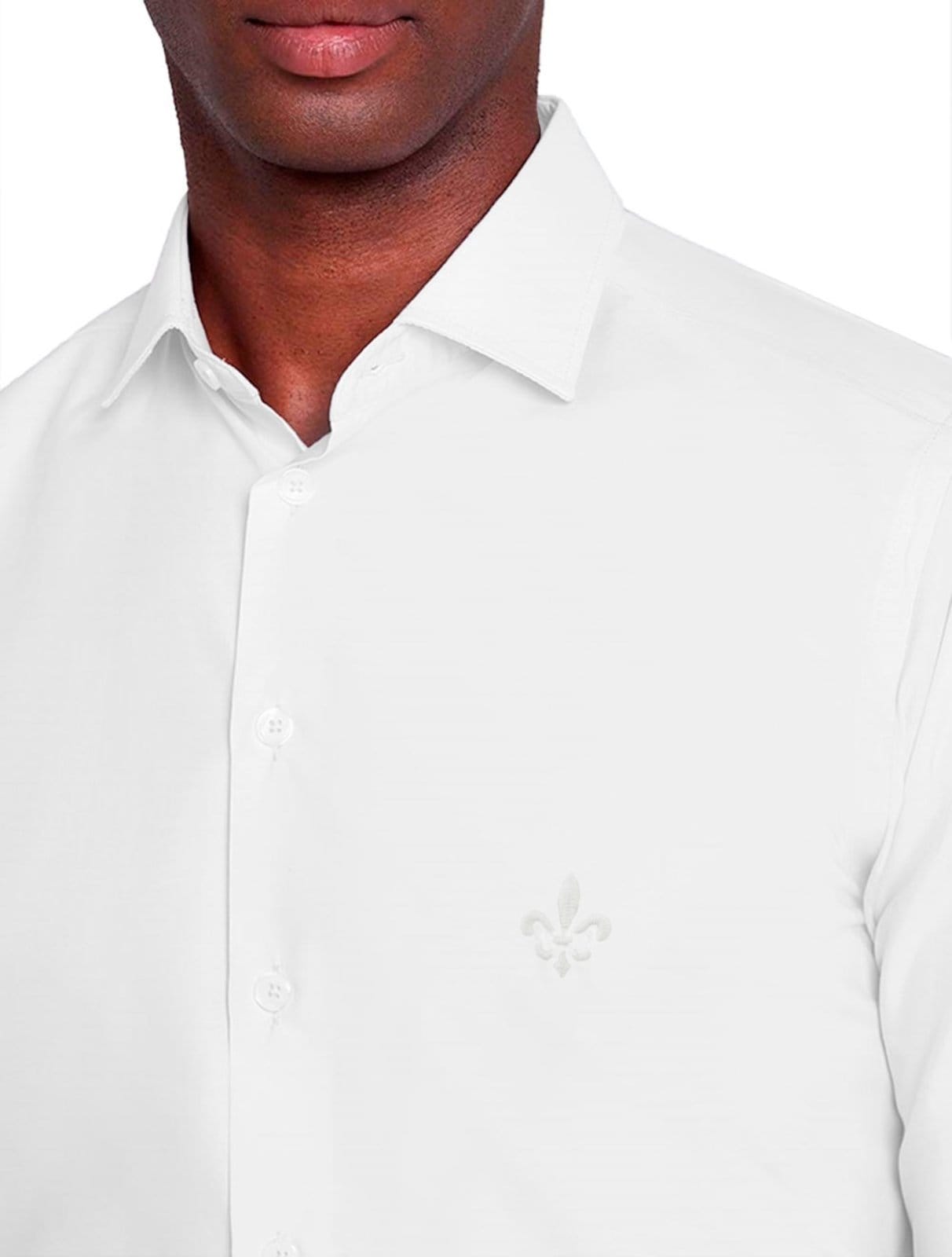 Vista 2 Camisa Dudalina Masculina Slim Tricoline Lisa Branca Dudalina branco