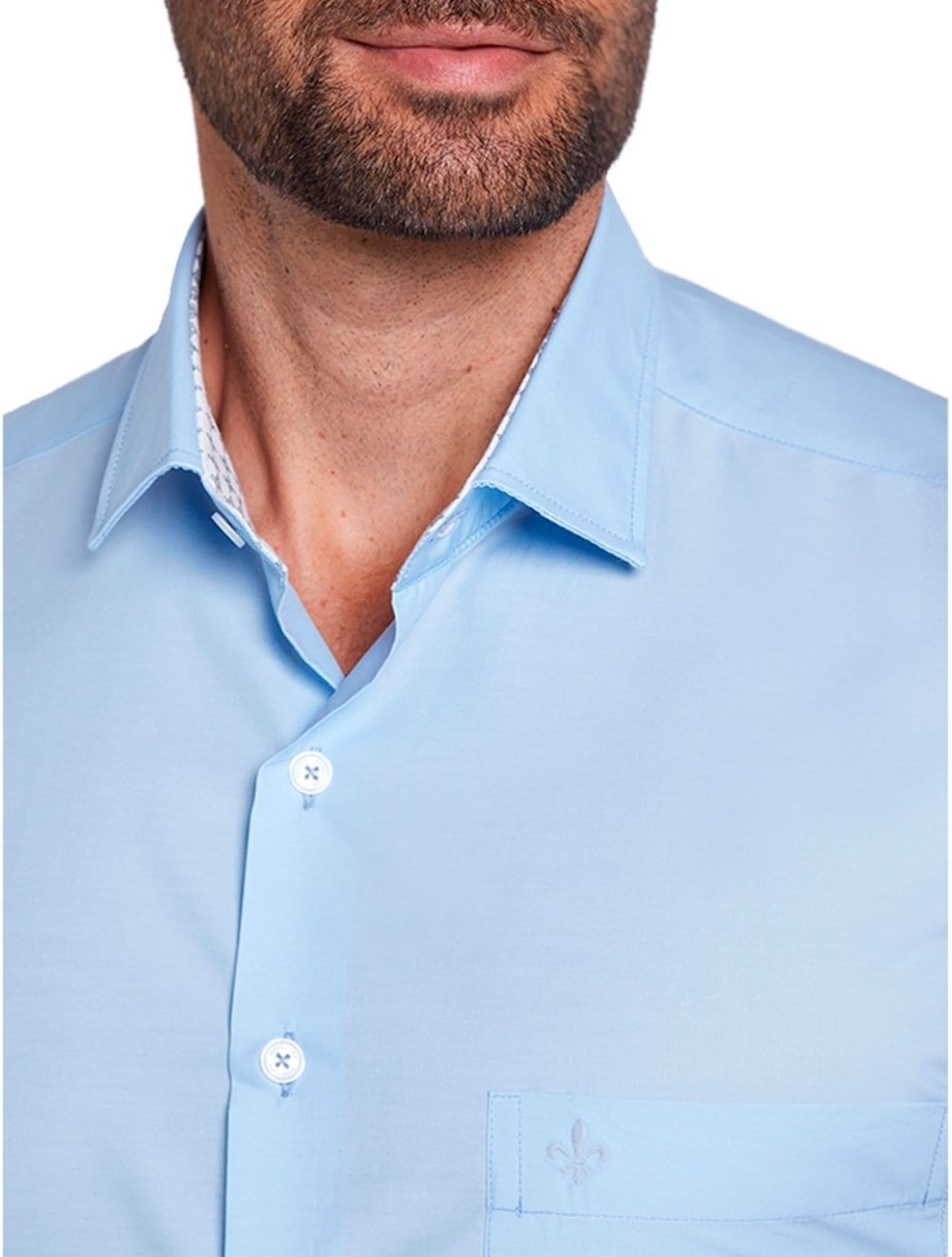 Vista 2 Camisa Dudalina Masculina Manga Curta Tricoline Lisa Médio Dudalina azul