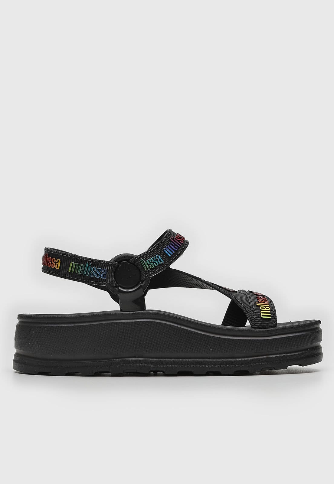 Vista 2 Sandália Flatform Feminina Melissa Stripes Preta Melissa preto