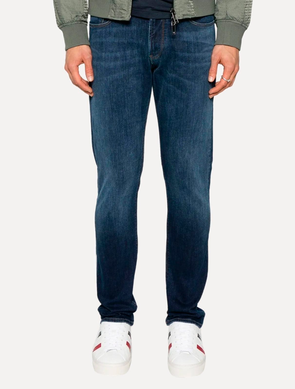 Vista principal Calça Jeans Empório Armani Masculina J45 Slim Fit Médio Emporio Armani azul