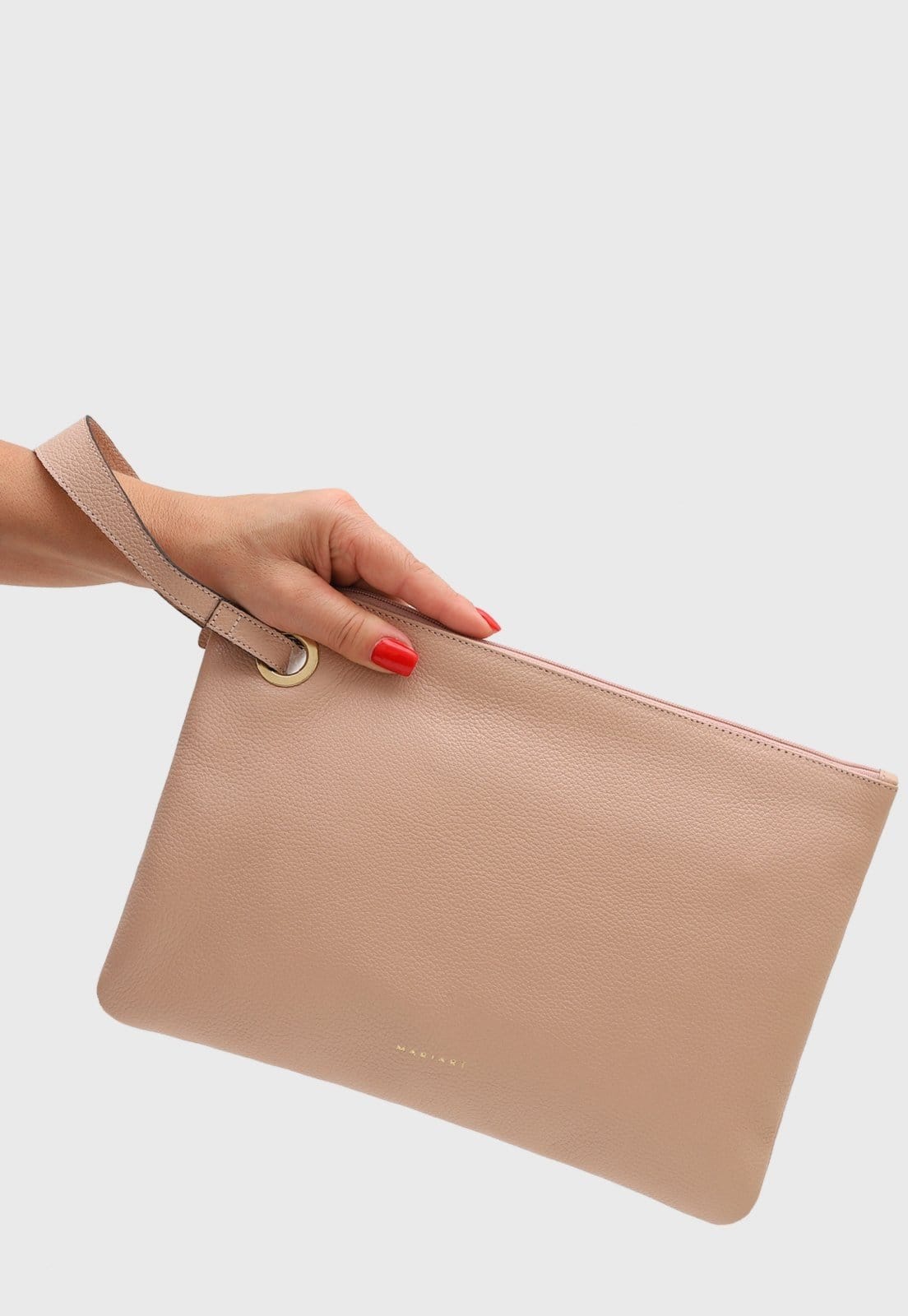 Vista 2 Bolsa Carteira Clutch Couro Mariart Azaleia Creme Mariart bege