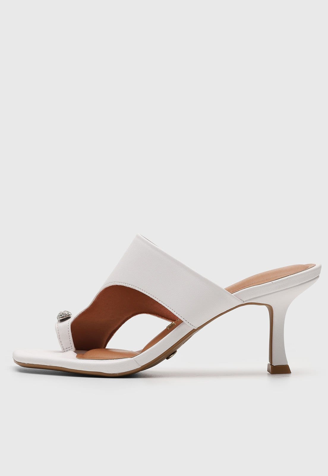Sandália Feminina Vizzano Salto Médio Pedraria Branca