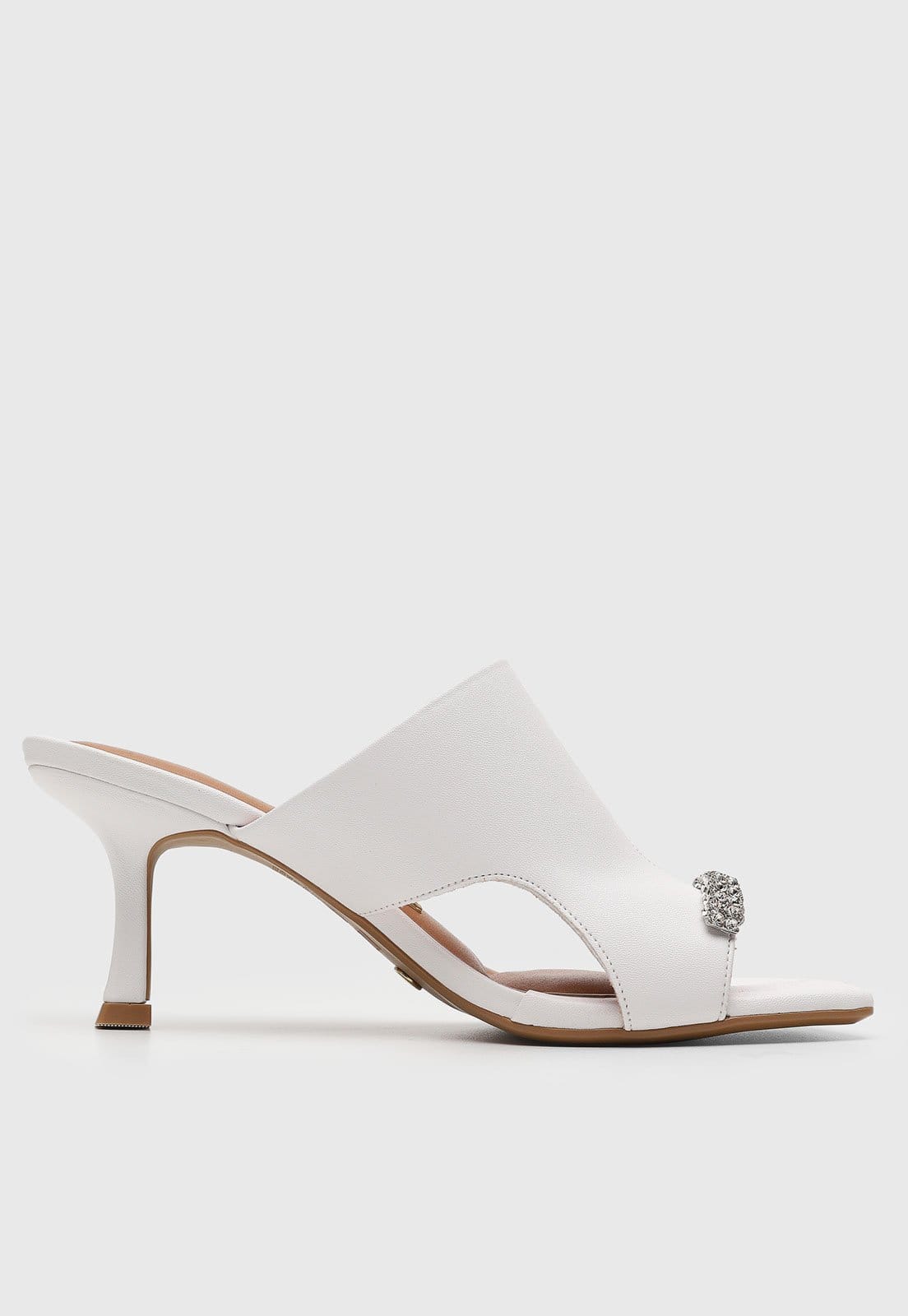 Vista 2 Sandália Feminina Vizzano Salto Médio Pedraria Branca VIZZANO branco