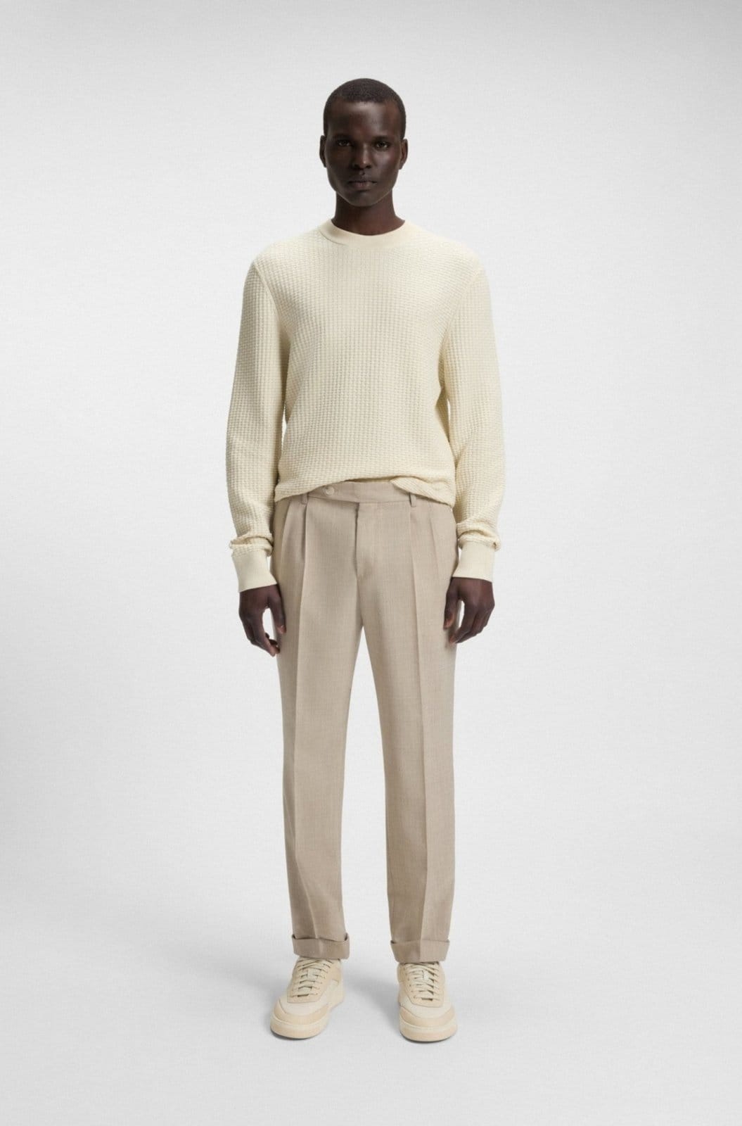 Vista 2 Moletom Em Algodão Com Estrutura Em Malha Boss branco