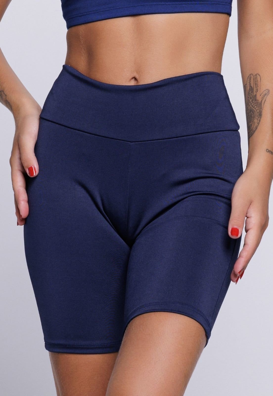 Vista principal Bermudinha Feminina WLS Modas Legging Fitness WLS Modas azul marinho