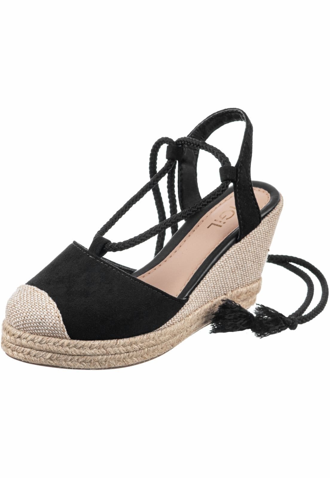 Vista 2 Sandália GiGiL Anabela De Amarrar Gigil preto