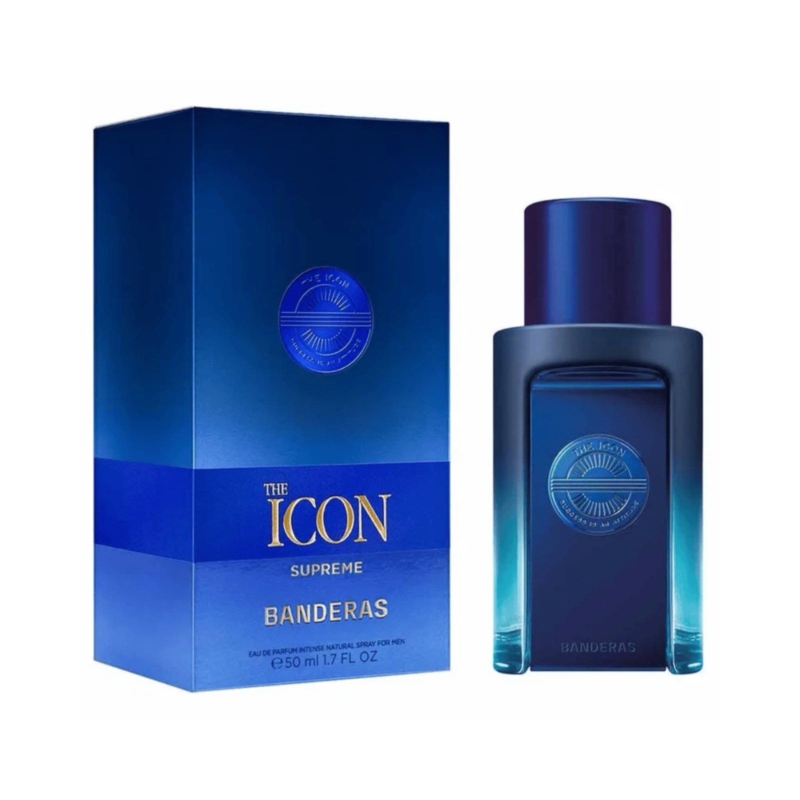 Vista 2 Perfume The Icon Supreme Edp Intense - Perfume Masc 50ml Antonio Banderas azul