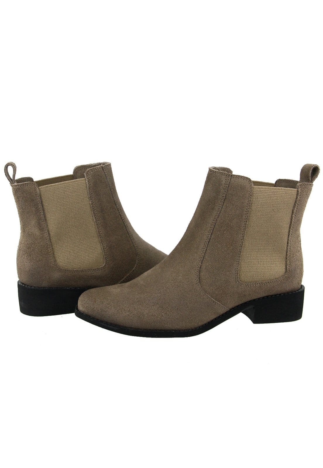 Vista 2 Bota Chelsea Em Couro Feminina Maria Paula Concreto MARIA PAULA cinza