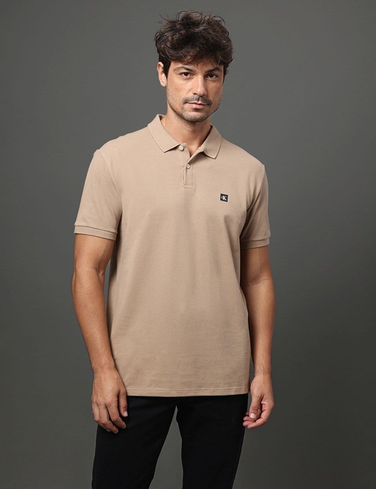 Polo Masculina Premium Calvin Klein Jeans - Caqui Medio