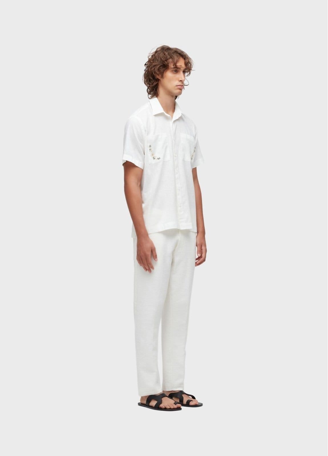 Vista 2 Camisa linen daisy light bordado mc Osklen off-white