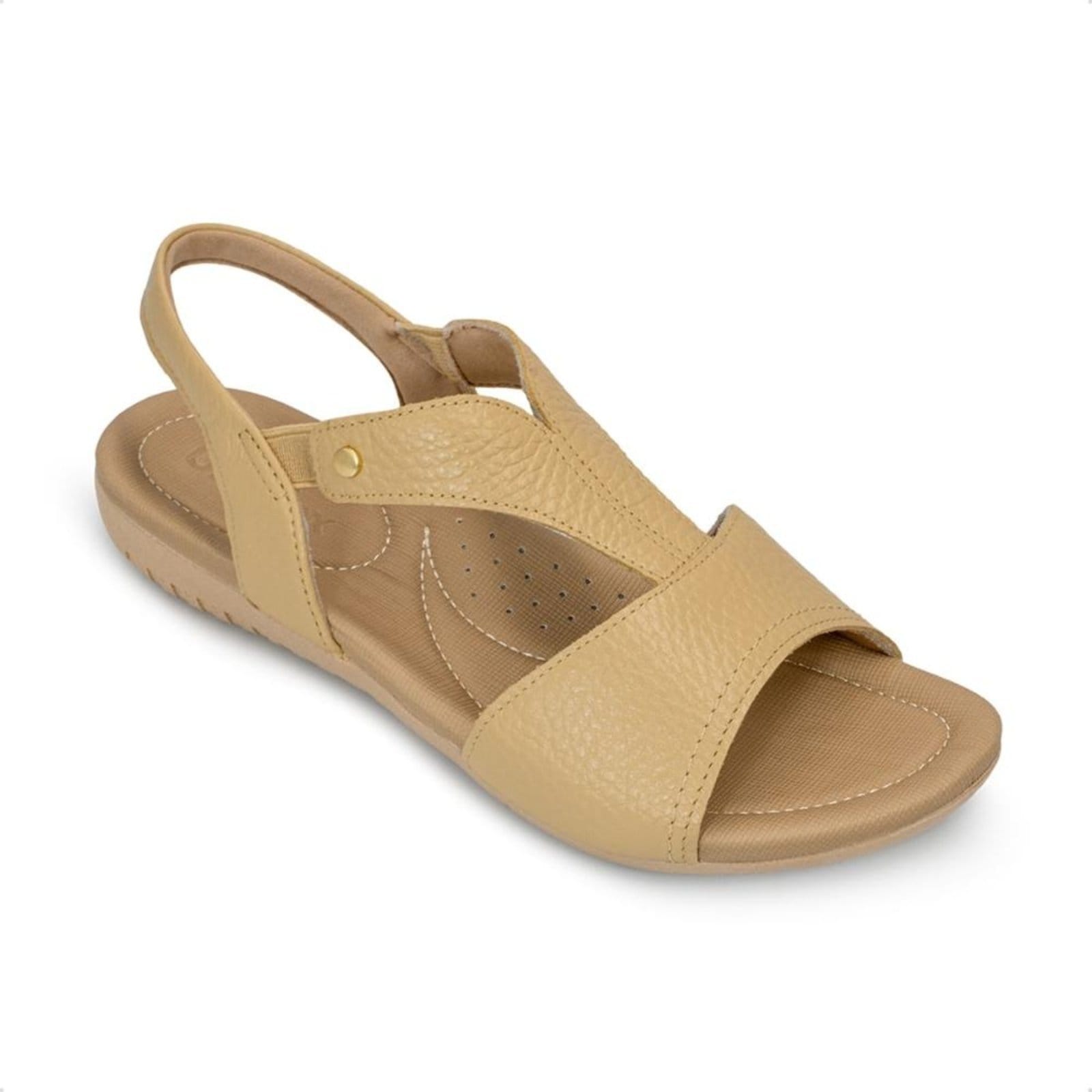 Vista 2 Sandália Usaflex Feminina Elástico em Couro Casual R18083 Usaflex bege