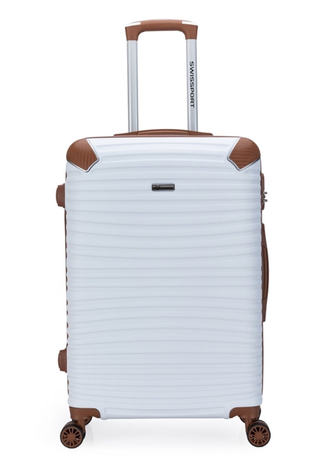 Vista 2 Mala Mão Viagem Robusta Executiva Rodas 360 Cadeado Swissport branco