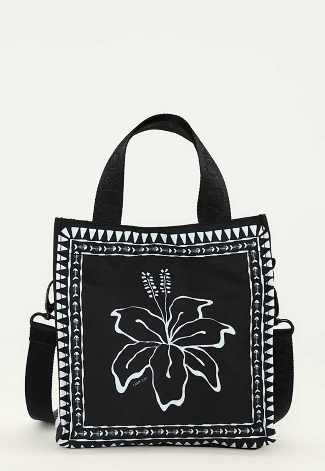 Bolsa Feminina FARM Mimo Hibisco Sur Preta