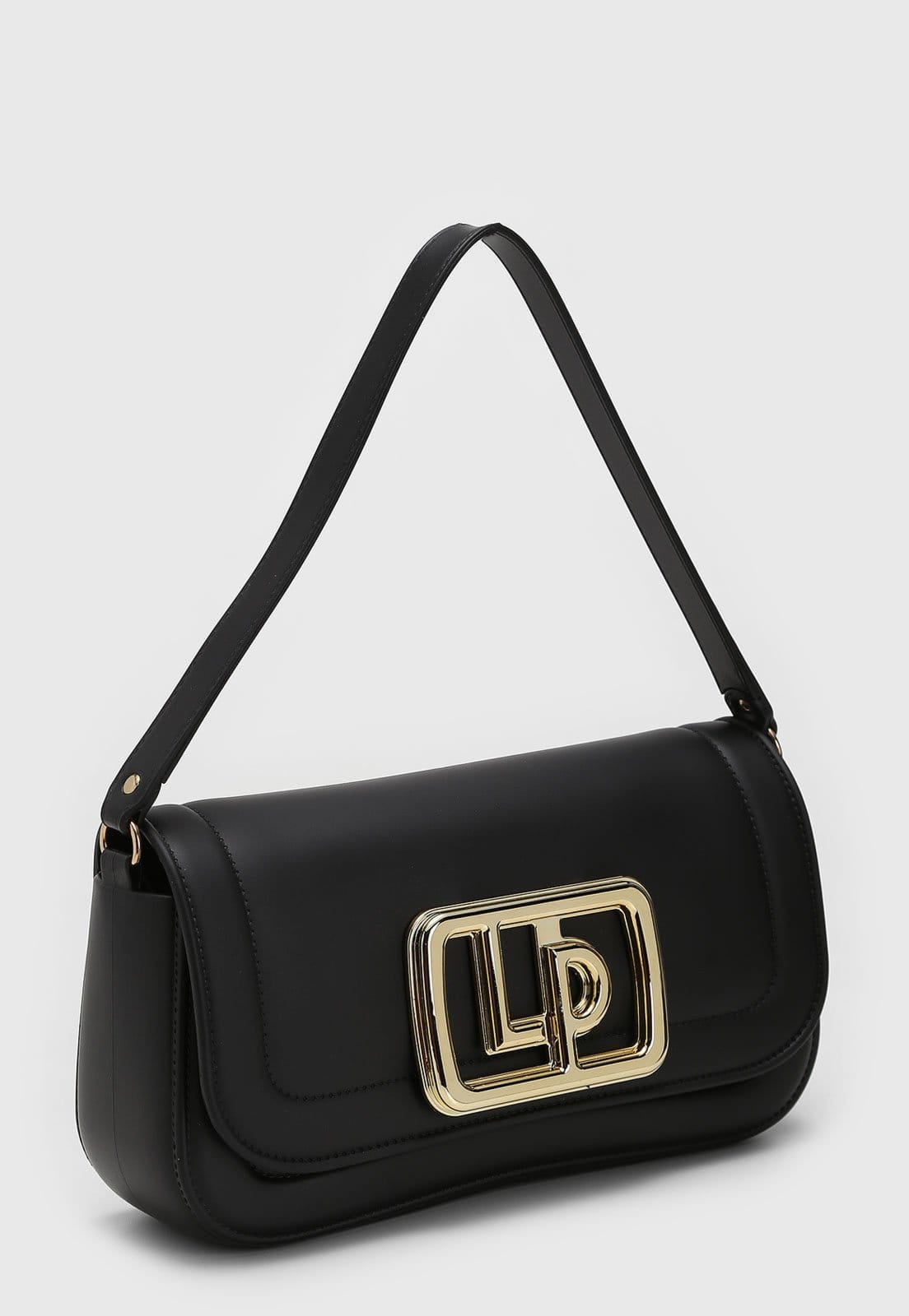 Vista 2 Bolsa Tiracolo Lança Perfume Logo Metalizado Preta Lança Perfume preto