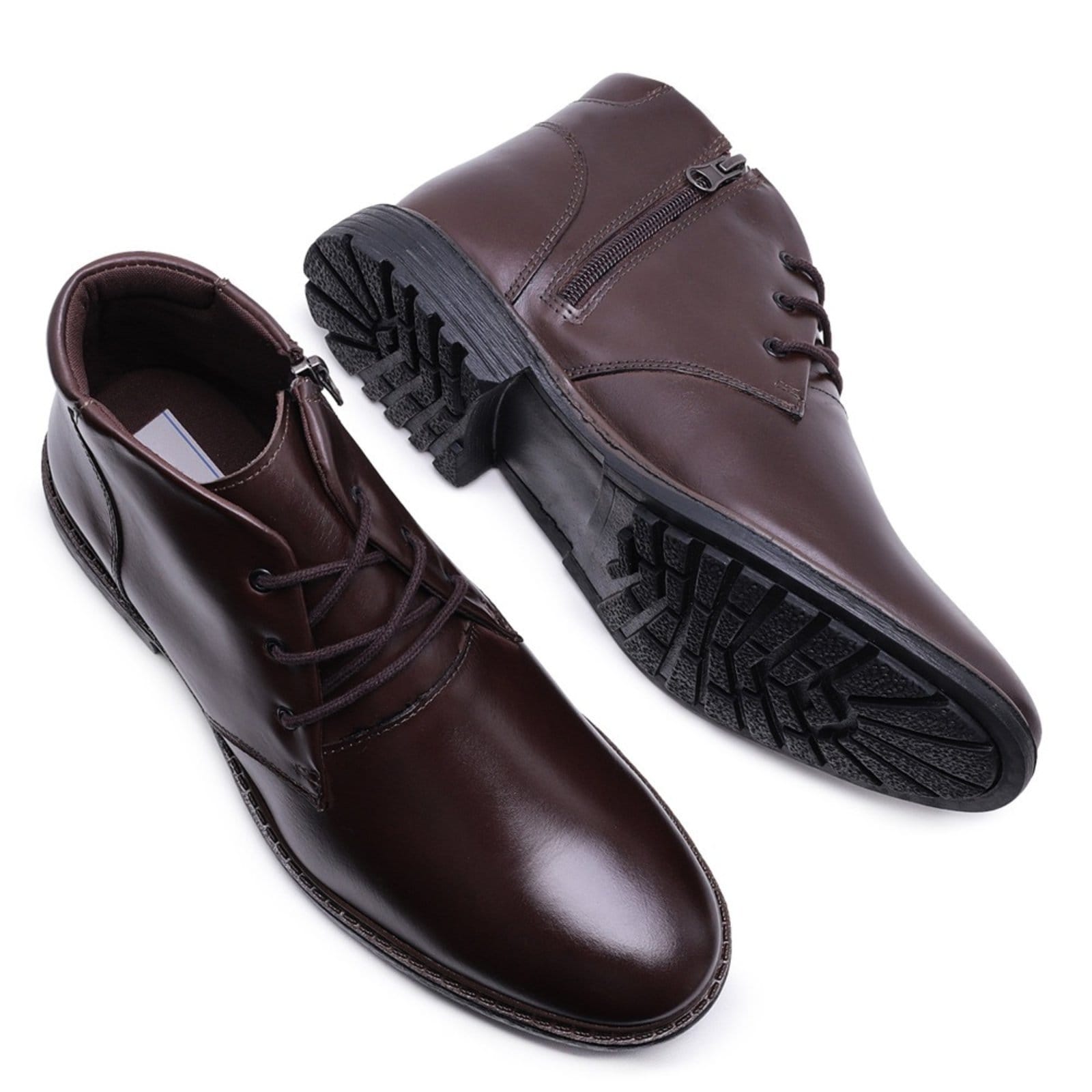 Vista 2 Bota Coturno Social Casual Masculino De Couro Marrom Calce Fácil CARMELO SHOES café