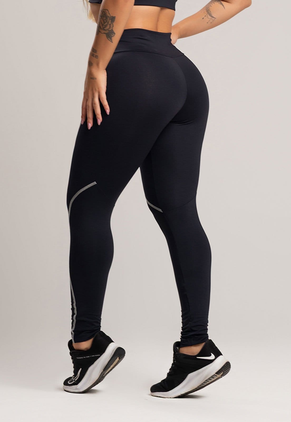 Vista 2 Calça Legging MVB Modas com Elástico Cintura Alta Feminina Poliamida Mvb Modas preto