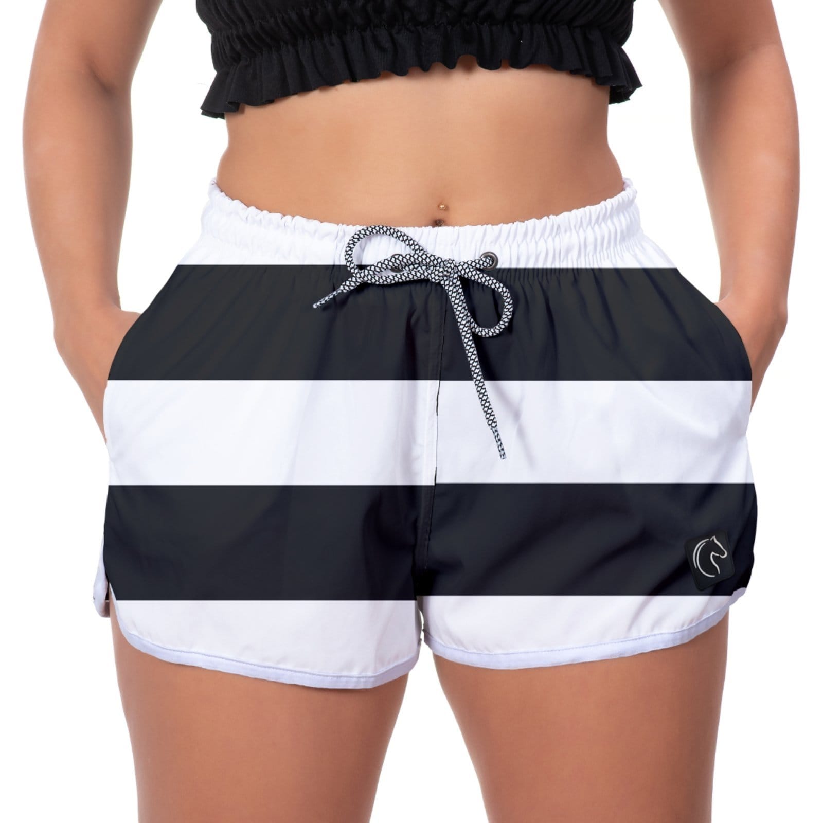 Short Feminino W2 Premium com Elástico e Cordão Ajustável Bolsos Laterais e Secagem Rápida Casual Praia ou Academia Faixas e