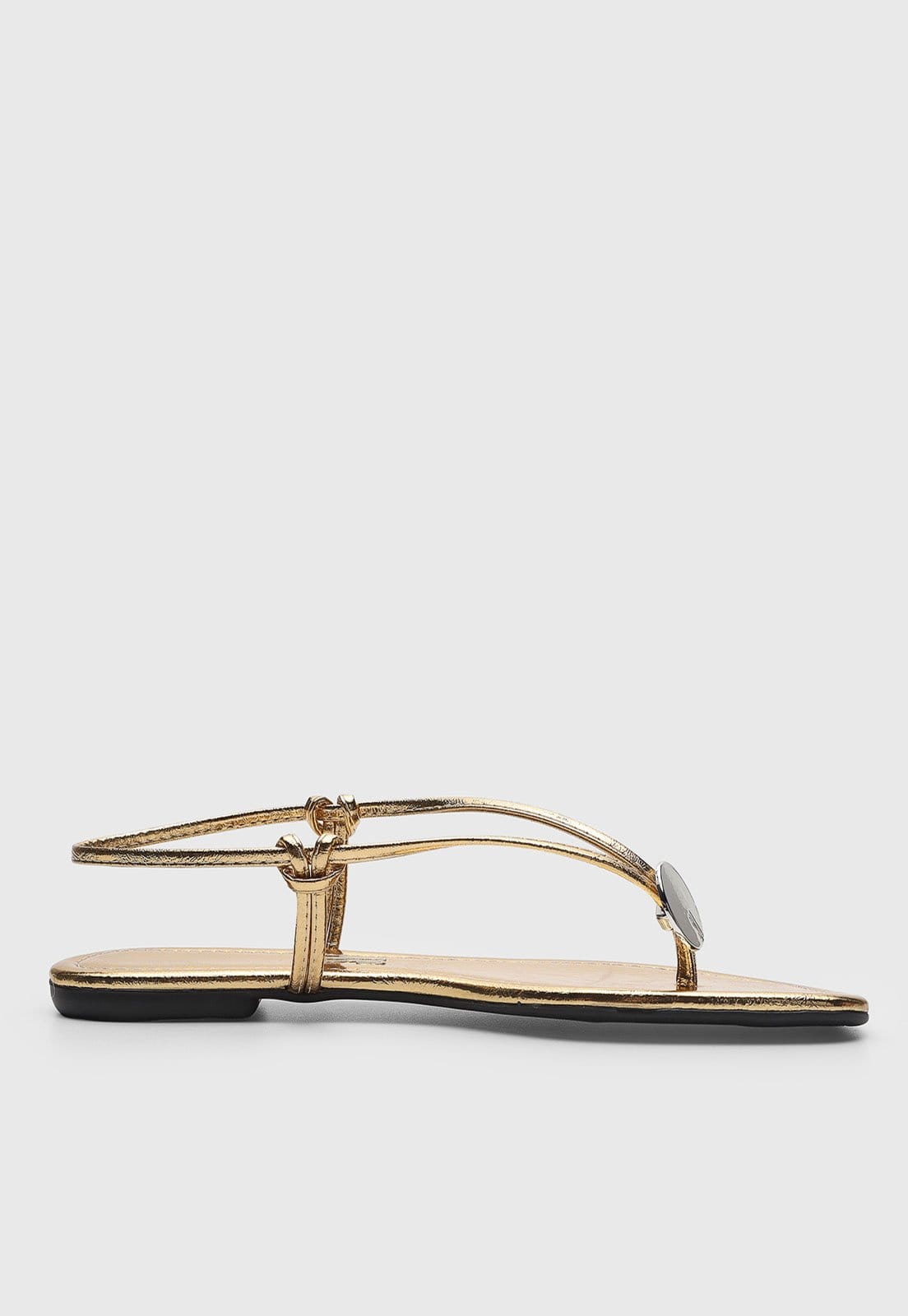 Vista 2 Rasteira Fechada Feminina Santa Lolla Metalizada Dourada Santa Lolla dourado