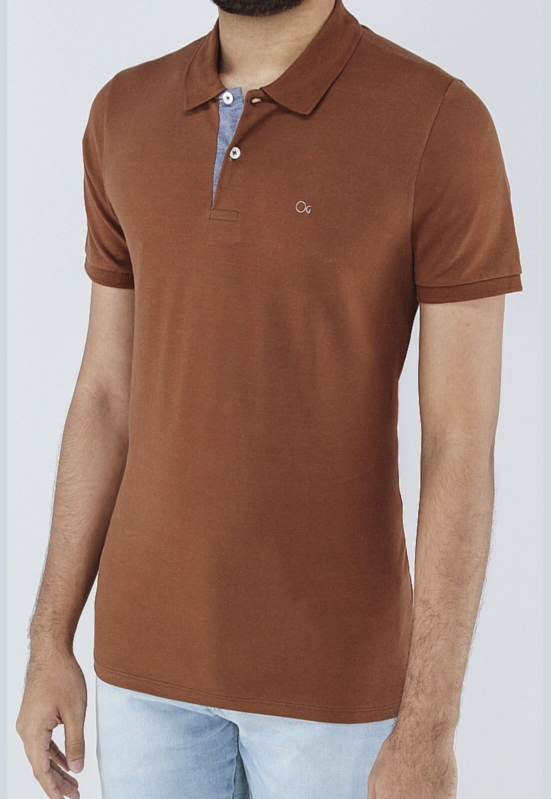 Camisa Polo Basica Ogochi Slim Fit Escuro