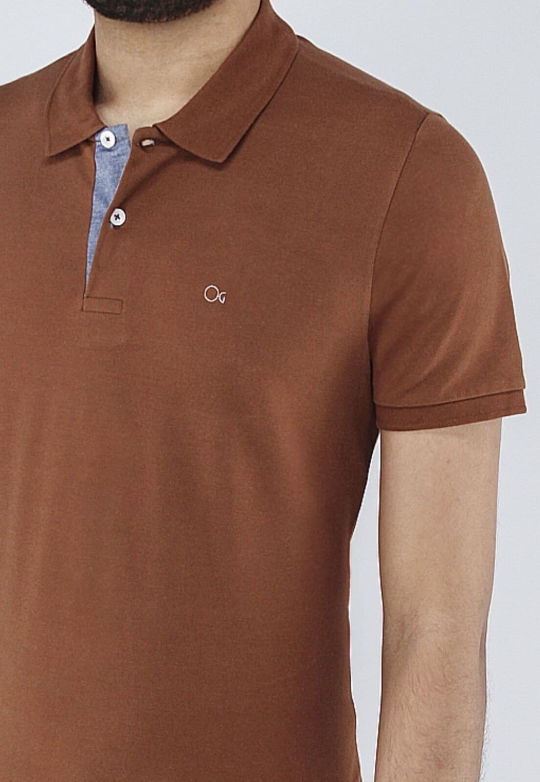 Vista 2 Camisa Polo Basica Ogochi Slim Fit Escuro Ogochi marrom