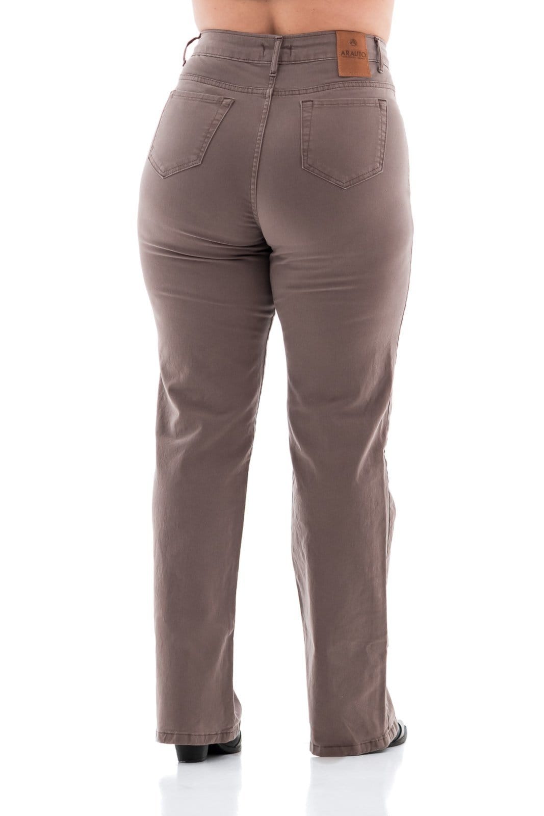 Vista 2 Calça Sarja Feminina Arauto Wide Leg Color ARAUTO JEANS marrom