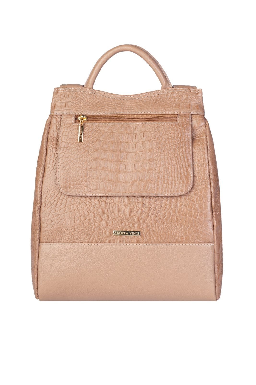 Mochila Andrea Vinci Pequena Antifurto Couro Croco Susan