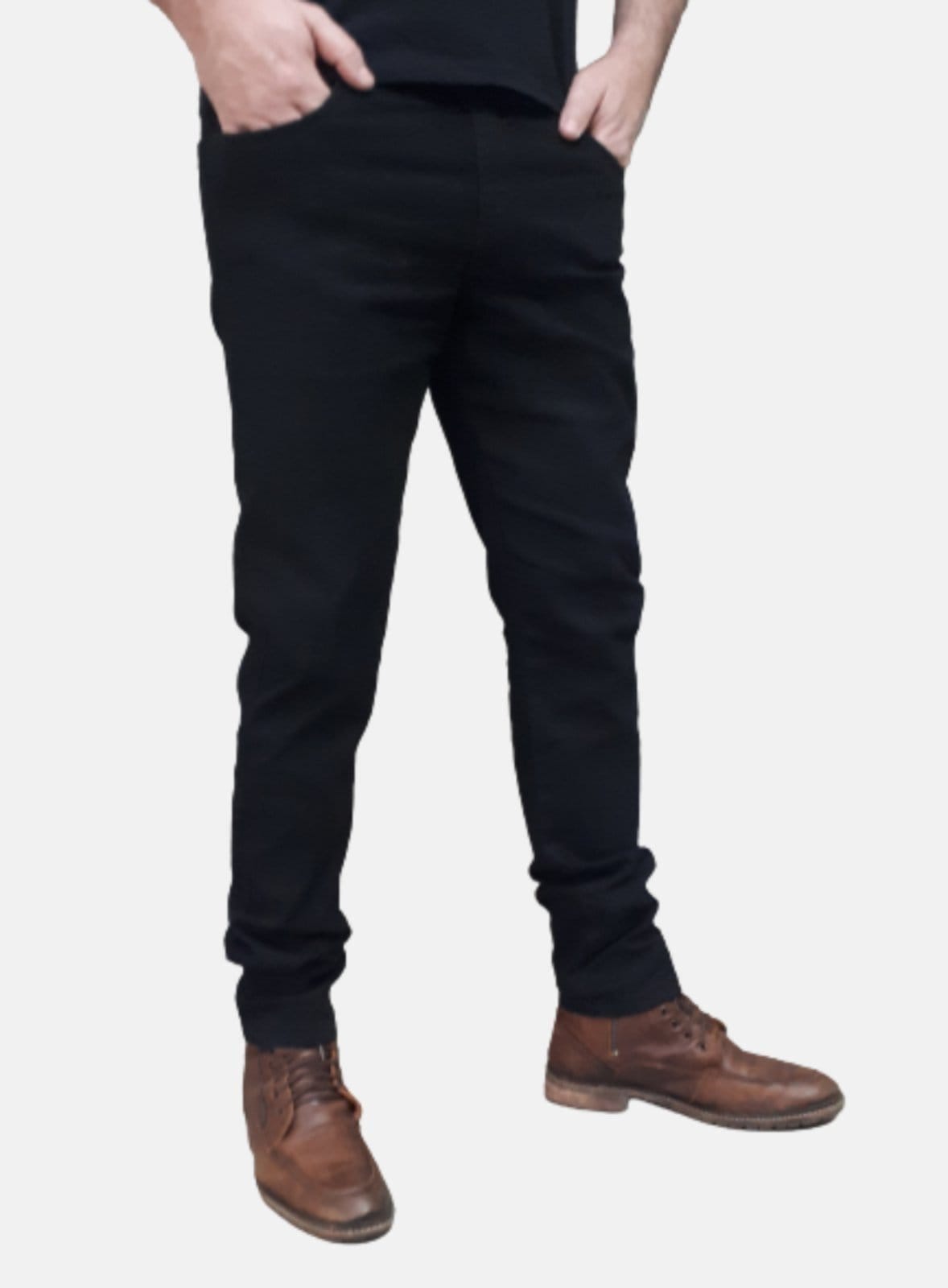 Vista 2 Calça Jeans Elastano Slim Total Black BOEN JEANS preto black