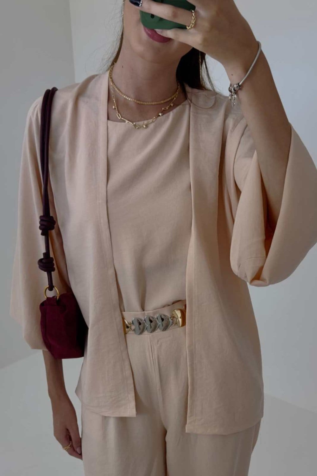 Vista 2 Cardigan Vanibele Crepe Claro Vanibele rosa