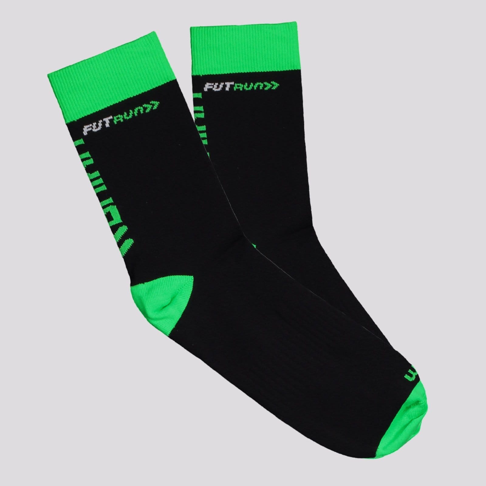 Vista principal Meia Rikam Fut Run Preta e Verde Rikam preto verde