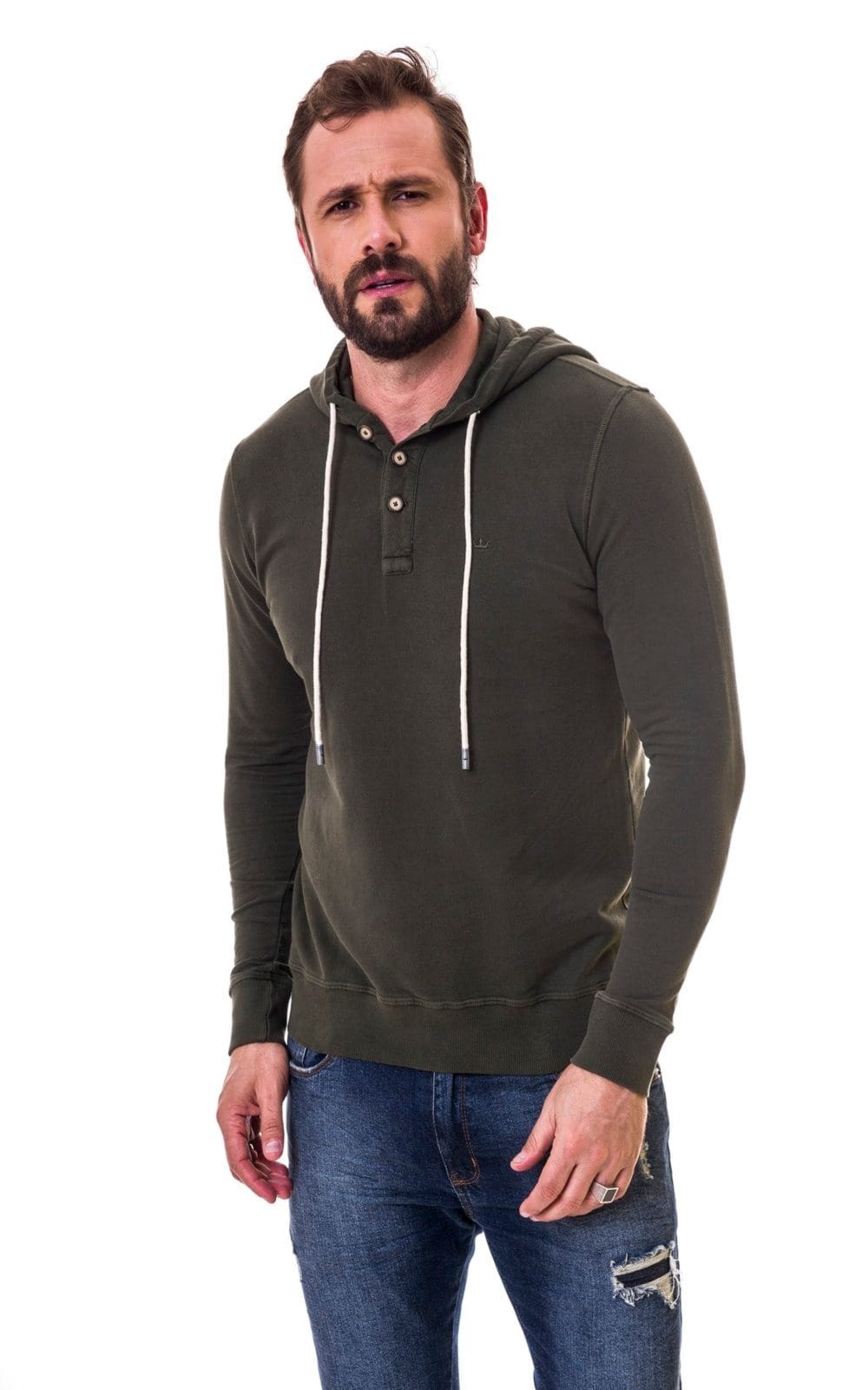 Vista principal Moletom Aburguesia Slim Fit Militar Alfaiataria Burguesia verde