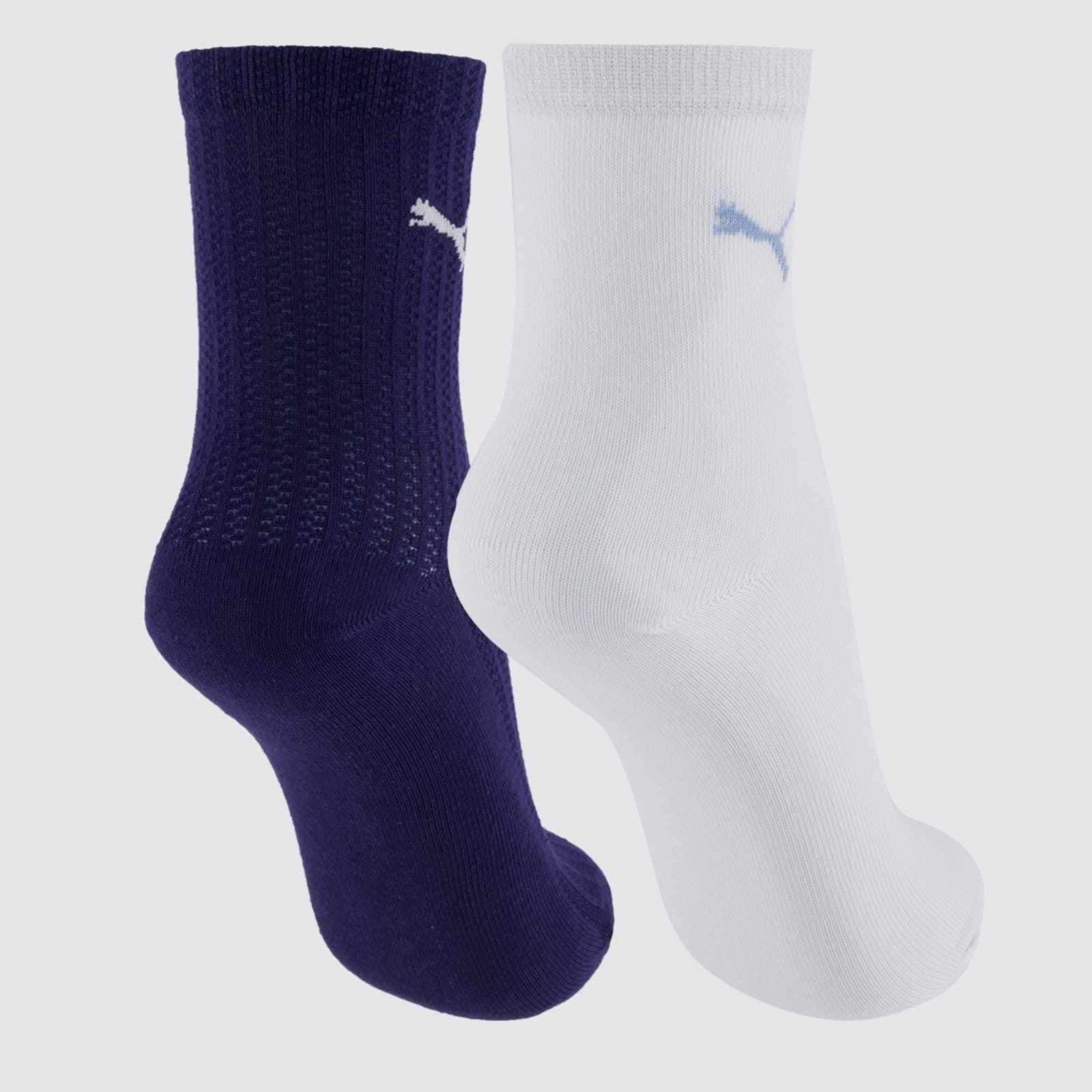 Kit Meia Puma Cano Médio 2 Pares Feminina Branca e - 2