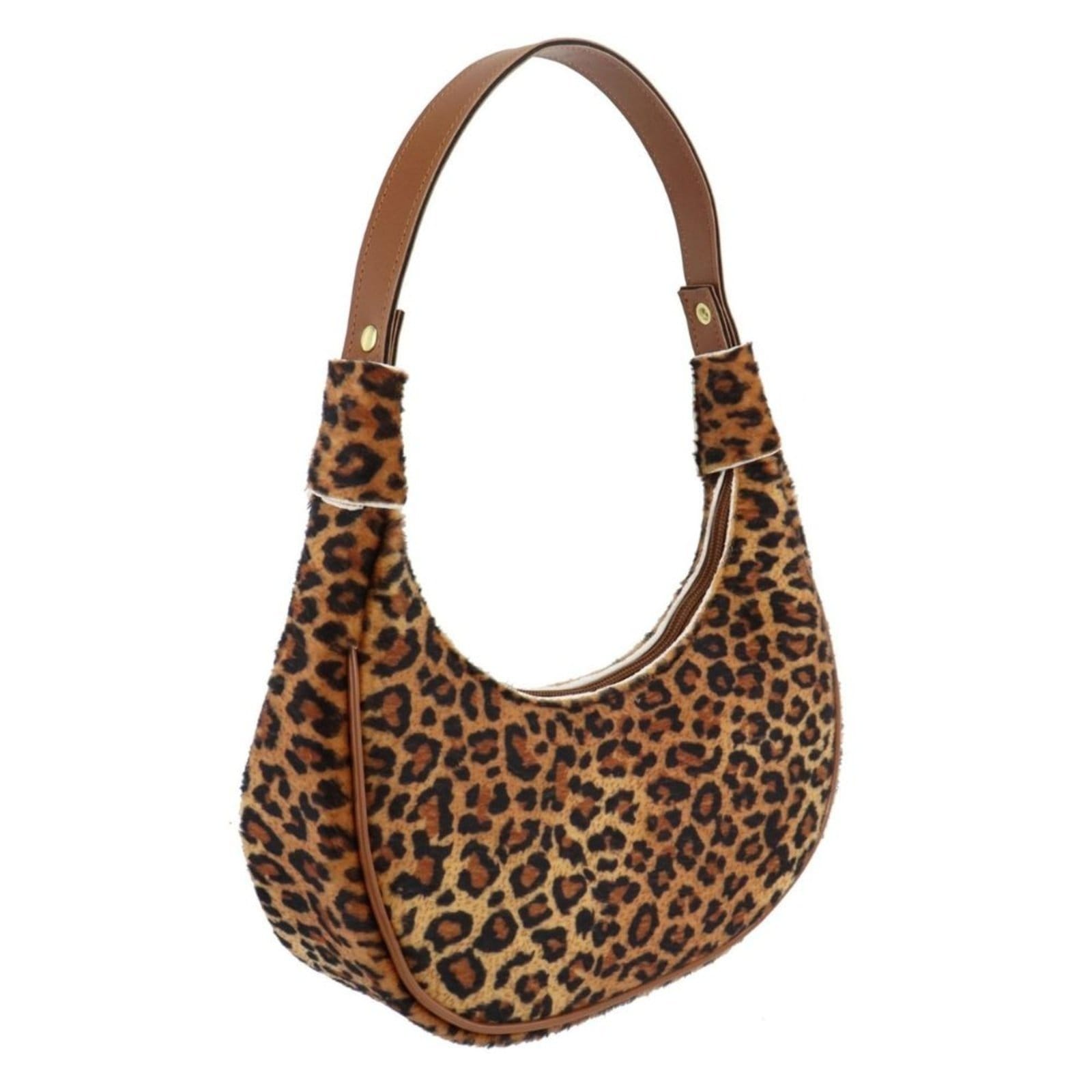 Vista principal Bolsa Feminina De Ombro Anna Andrade Meia Lua Casual Bolsa Festa Tendência Animal Print Anna Andrade onça
