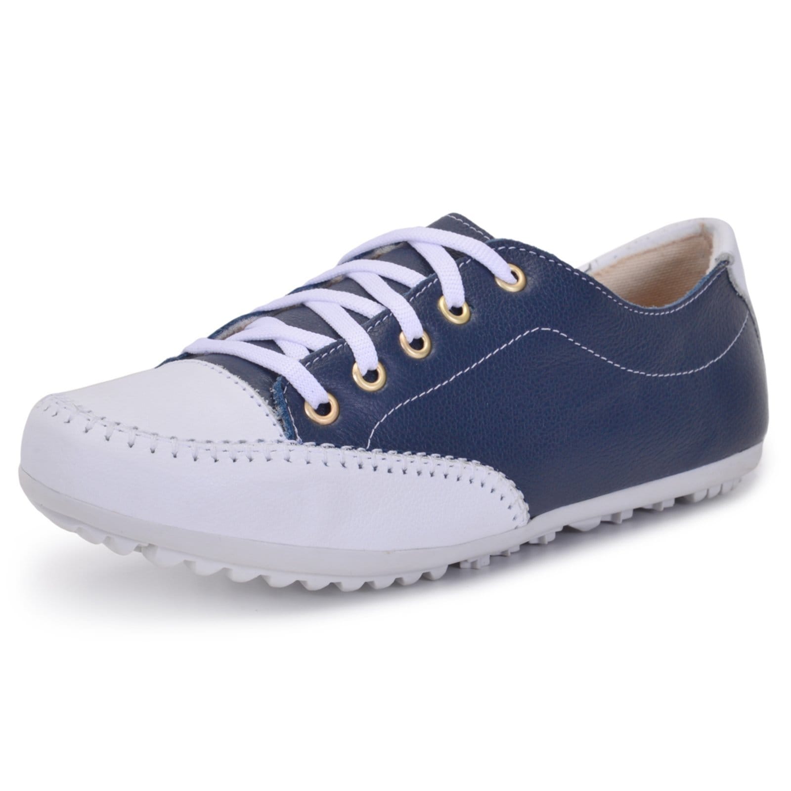 Vista principal Tênis Feminino de Couro Cadarço ROMEU E JULIETA SHOES azul marinho/branco