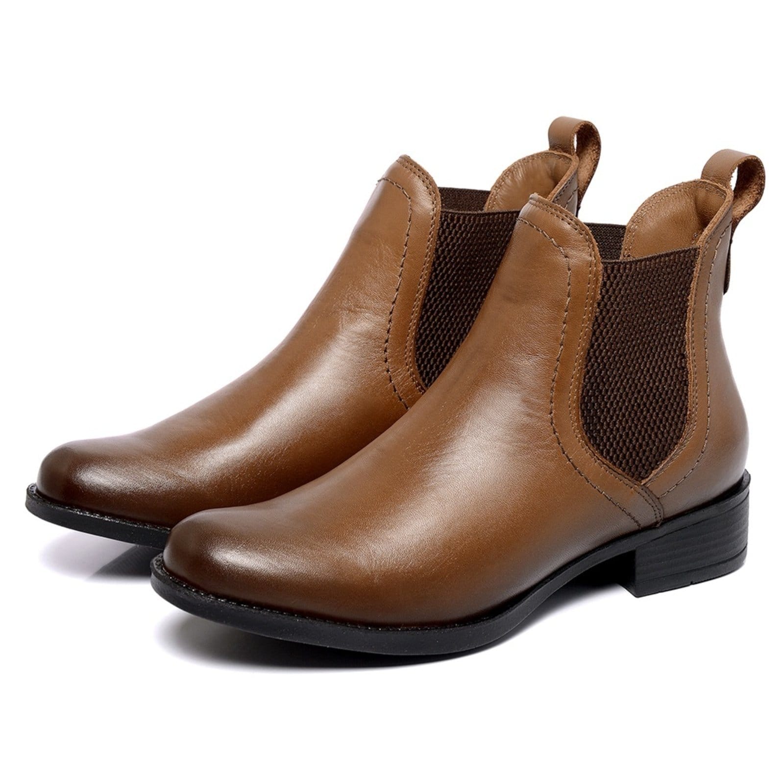 Vista principal Bota Botina Feminina Chelsea Texana Em Couro Mister Couros marrom