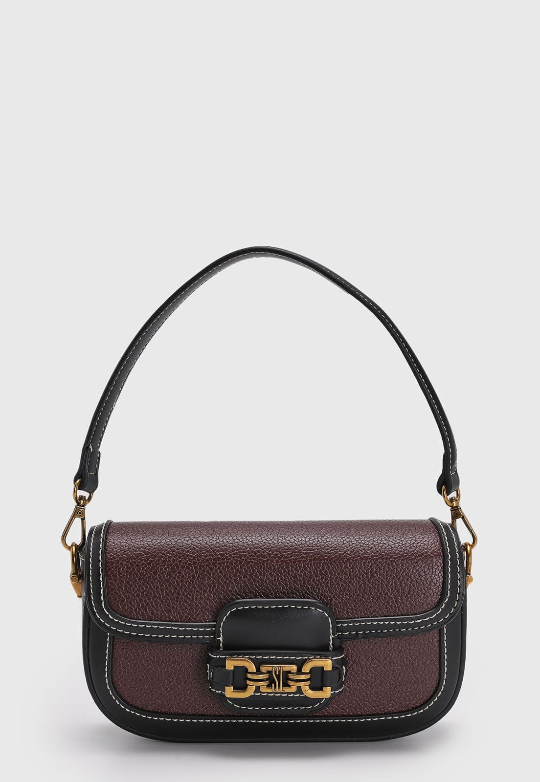 Vista principal Bolsa Feminina Santa Lolla Média Monograma e Preto Santa Lolla bordô