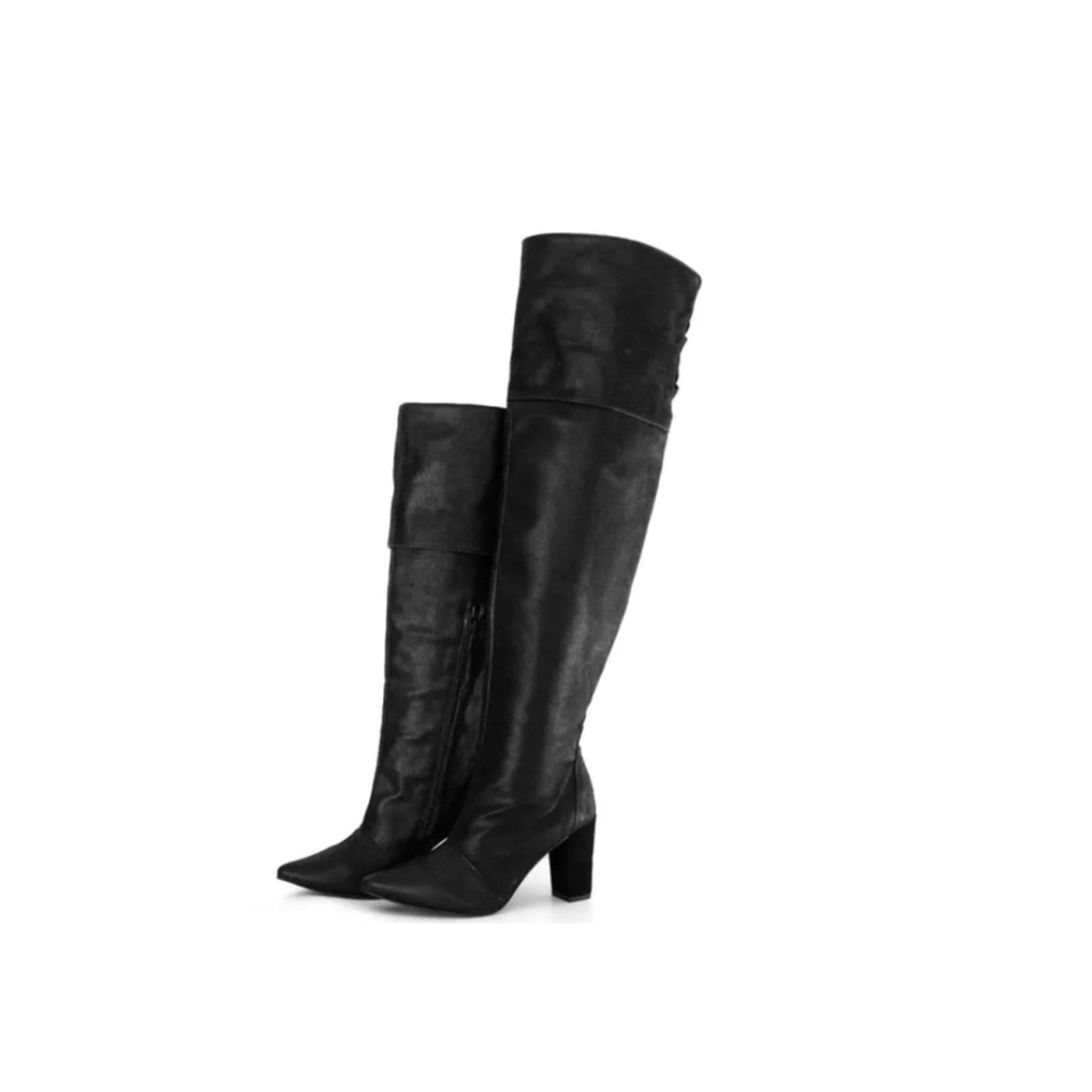 Bota Over Feminina Salto Alto e Grosso 1822 Nobucado