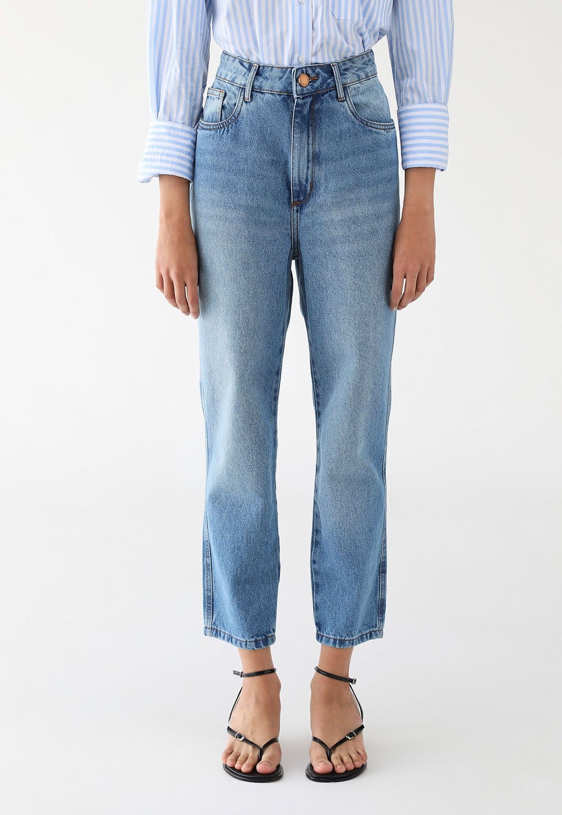 Vista principal Calça Jeans Lança Perfume Mom Luna Lança Perfume azul