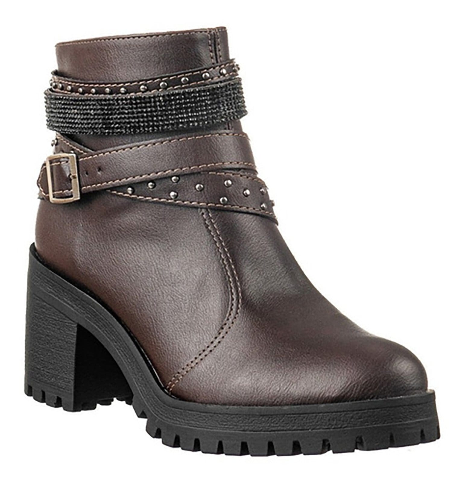 Vista principal Coturno Botinha C/fivelas Tratorado VIA BIRIGUI marrom